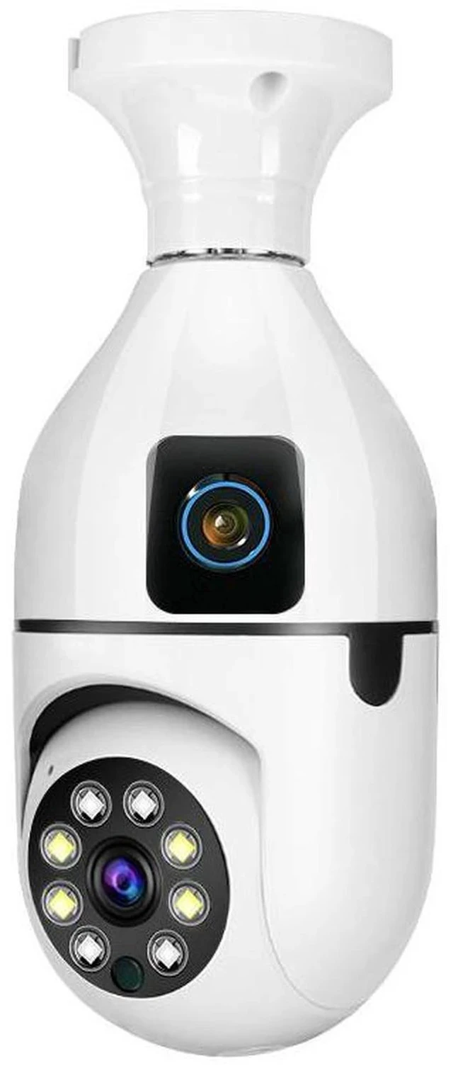 Alt view image 2 of 6 - Light Bulb Security Camera V380 Dual-Lens Full-Color WiFi Wireless HD Panoramic Dual-Lens Home Surveillance