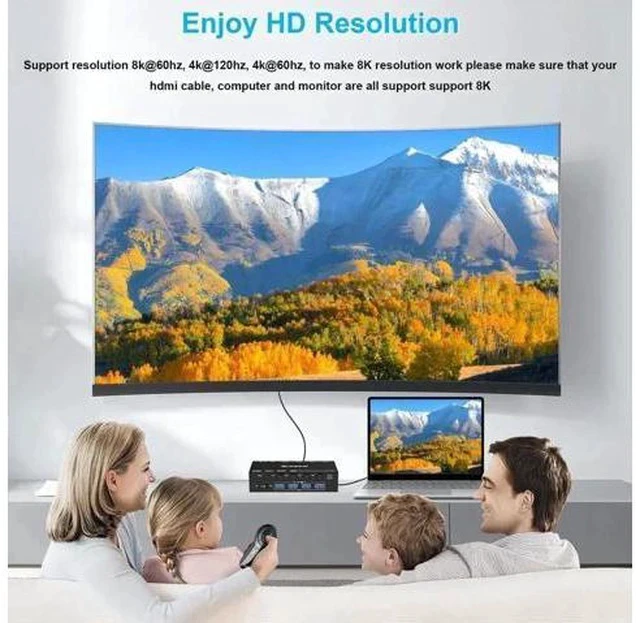 Alt view image 4 of 7 - 4-Port HDMI USB 3.0 KVM Switch 4K@60Hz, Built-in EDID Emulator & Audio Jack, 4 PCs Share One Monitor, Keyboard & Mouse