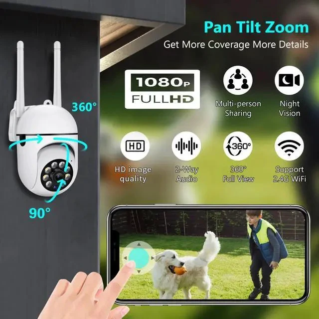 Alt view image 3 of 7 - Y2 Indoor Wireless Security Camera 1080P HD Night Vision, Dual-Antenna, Two-Way Talk, Pan/Tilt, Motion Detection, Remote Access