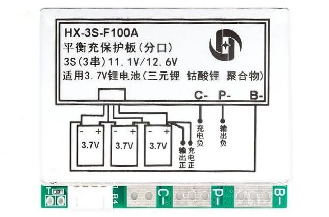 Alt view image 3 of 5 - 3S 12.6V 100A Li ion Lithium Battery PCB Protection Board 3 Cells 11.1V Polymer Balance Function Charge Module BMS Circuit Protection PCB Board
