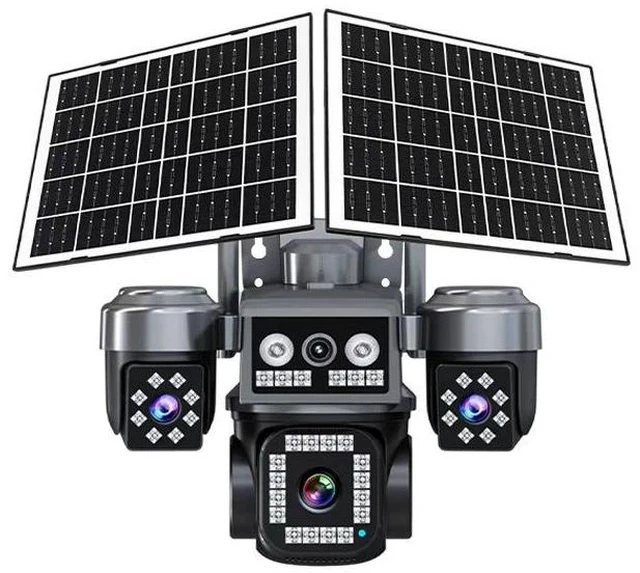 Alt view image 7 of 7 - V380 Pro Solar 3-Lens Security Camera Outdoor 6MP Triple-Screen WiFi, Full-Color Night Vision, Red & Blue Light Alarm, Low-Power PTZ, IP66