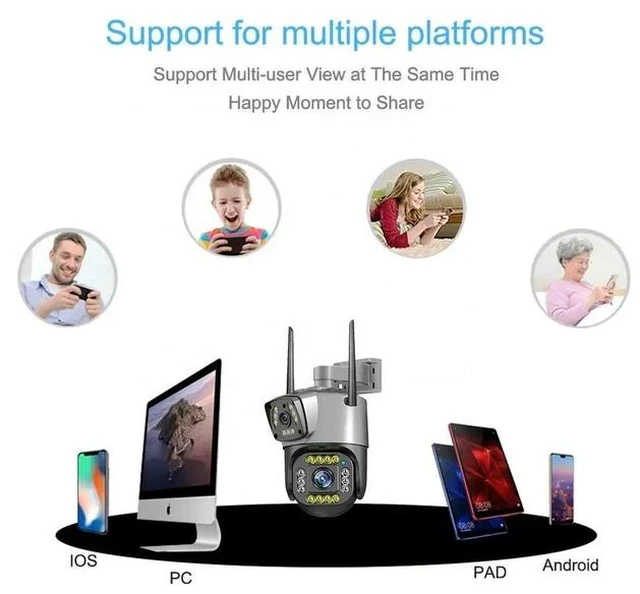 Alt view image 3 of 7 - V380 Dual-Lens Security Camera 4MP WiFi PTZ, Full-Color Night Vision, AI Auto Tracking, Two-Way Audio, Indoor/Outdoor Surveillance(SD Card Not Included)