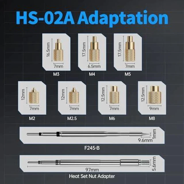 Alt view image 6 of 6 - Bundle with HS02 100W Heat Set Insert Tool & Corded Soldering Iron Kit, F245 Soldering Tips