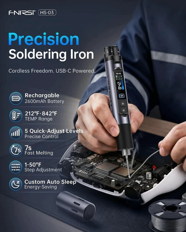 Alt view image 2 of 7 - HS-03 Cordless Soldering Iron Kit, 2600mAh Battery, 3s Fast Heating