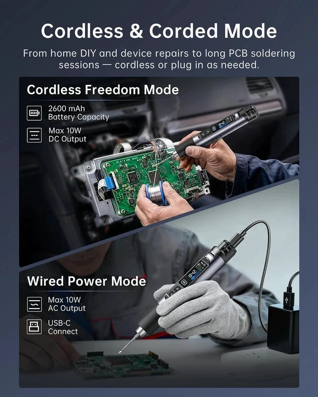 Alt view image 5 of 7 - HS-03 Cordless Soldering Iron Kit, 2600mAh Battery, 3s Fast Heating
