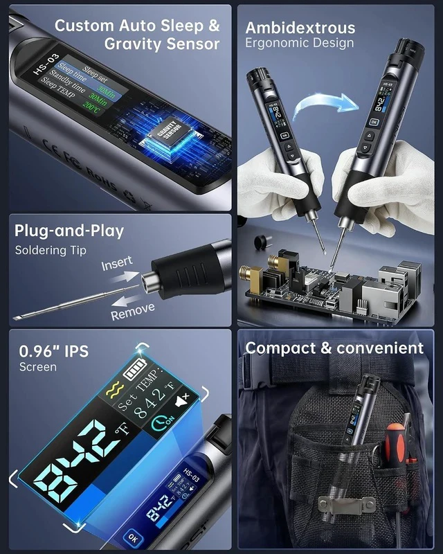 Alt view image 6 of 7 - HS-03 Cordless Soldering Iron Kit, 2600mAh Battery, 3s Fast Heating