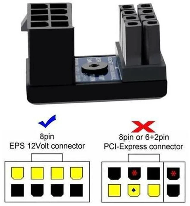 Alt view image 6 of 6 - 2 Pack 360° Rotatable Up/Down Angled ATX 8P EPS Male to Female 12V CPU Power Adapter
