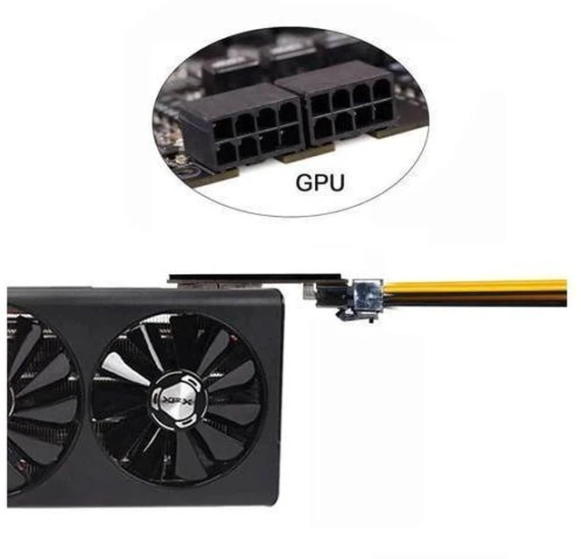 Alt view image 2 of 5 - 180° Right Angle Dual ATX 8Pin Female to 6+8Pin Male GPU Power Adapter, Compatible with RTX 3080 3090 Graphics Cards