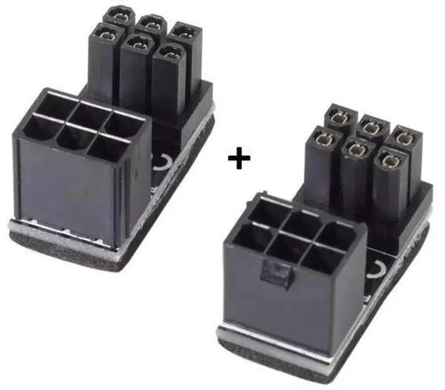Alt view image 3 of 5 - 180 Degree Angled ATX 6Pin Female to Male GPU Power Adapter for Desktop Graphics Cards