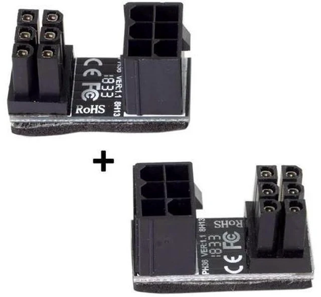Alt view image 4 of 5 - 180 Degree Angled ATX 6Pin Female to Male GPU Power Adapter for Desktop Graphics Cards