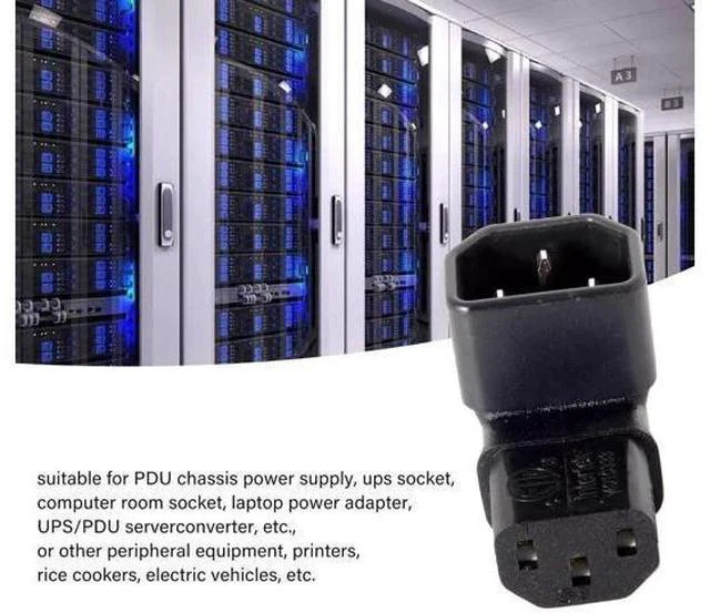 Alt view image 3 of 7 - 90 Degree Down Angled IEC C14 Male to C13 Female Power Extension Adapter 10A 250V for PC Monitor PDU Server Chassis Printer