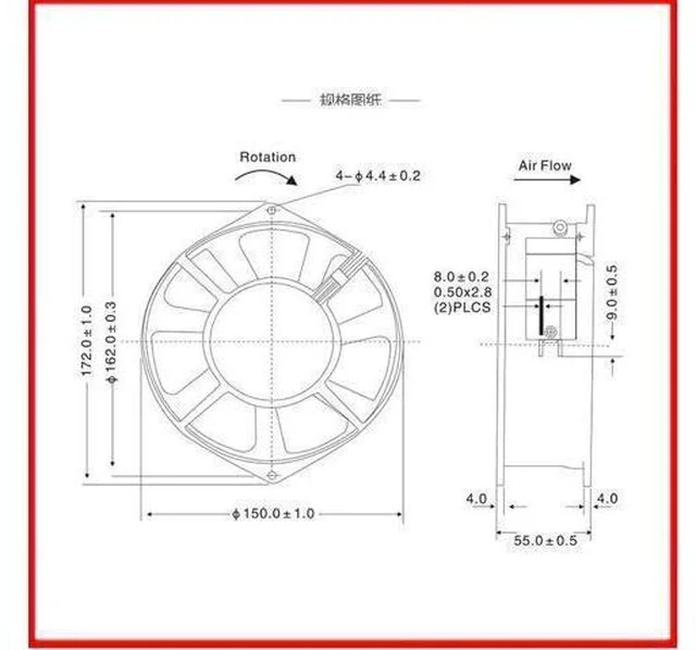 Alt view image 3 of 3 - IKURA FAN 7556MXV 172mm 17cm 172*150*55MM all-metal high temperature resistant axial fan AC 220V cooling fan