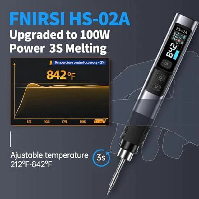 Alt view image 2 of 6 - Bundle with HS02 100W Heat Set Insert Tool & Corded Soldering Iron Kit, F245 Soldering Tips