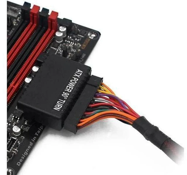 Alt view image 2 of 6 - 90 Degree Right Angle ATX 24Pin Male to Female Power Adapter for Desktop Motherboard