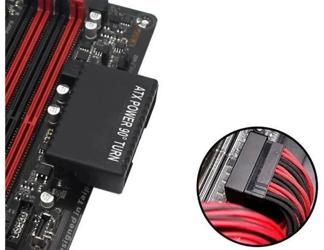 Alt view image 3 of 6 - 90 Degree Right Angle ATX 24Pin Male to Female Power Adapter for Desktop Motherboard