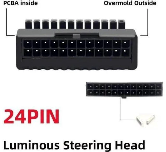 Alt view image 6 of 6 - 90 Degree Right Angle ATX 24Pin Male to Female Power Adapter for Desktop Motherboard