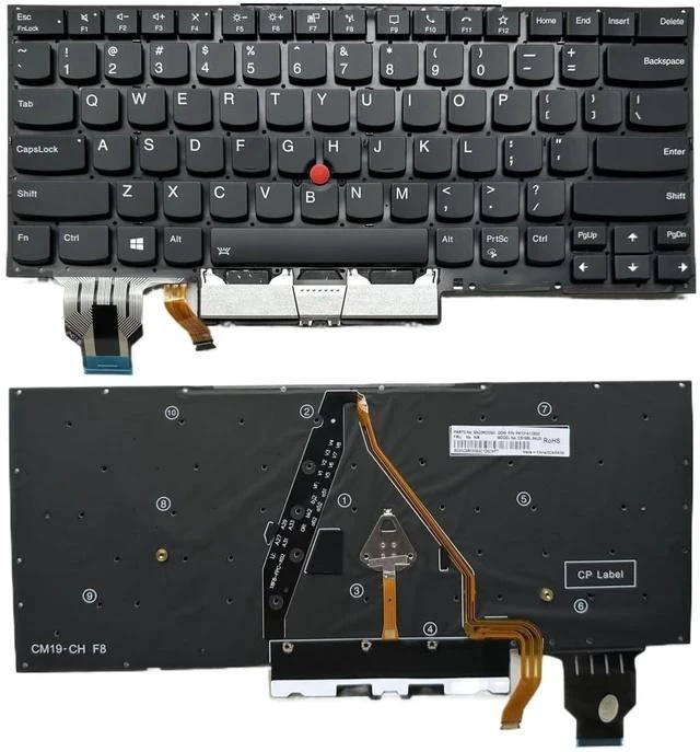 Main image of Laptop Replacement US Layout with Backlit Keyboard for Lenovo ThinkPad X1 Carbon Gen 7th 2019 X1 Carbon Gen 8th 2020 Type 20QD 20QE 20R1 20R2 X1 Yoga Gen 4 2019 & X1 Yoga Gen 5 2020 CS19BL-84US