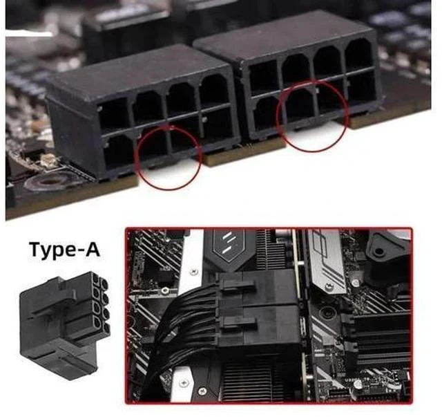 Alt view image 4 of 7 - 2 Pack 90° Up & Down Angled ATX 8Pin Male to Female GPU Power Port Adapter