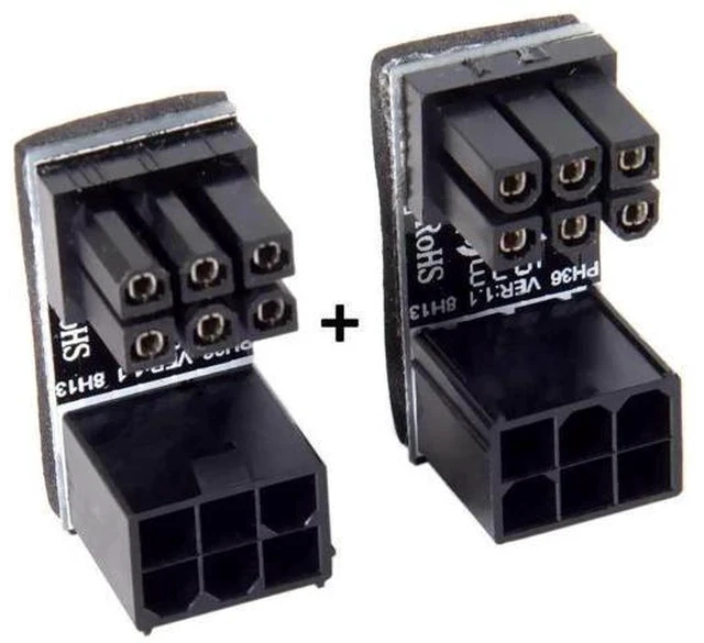 Alt view image 5 of 5 - 180 Degree Angled ATX 6Pin Female to Male GPU Power Adapter for Desktop Graphics Cards