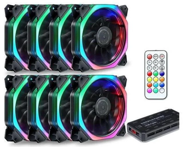 Alt view image 2 of 6 - 8pcs fan + remote controller pwm cpu rgb fan 120mm Fan Computer PC Case Fan RGB Adjust LED Fan Speed 120mm Quiet Remote Computer Cooler Cooling RGB Case Fans