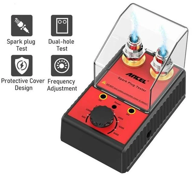 Main image of Dual-Hole Spark Plug Tester Ignition System High-Voltage Diagnostic Tool with Engine Simulation, Adjustable Frequency & Protective Cover
