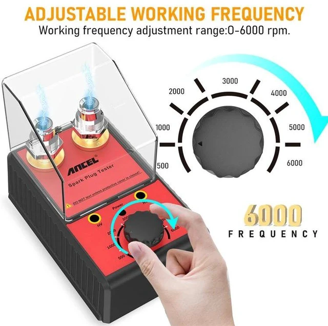 Alt view image 3 of 7 - Dual-Hole Spark Plug Tester Ignition System High-Voltage Diagnostic Tool with Engine Simulation, Adjustable Frequency & Protective Cover