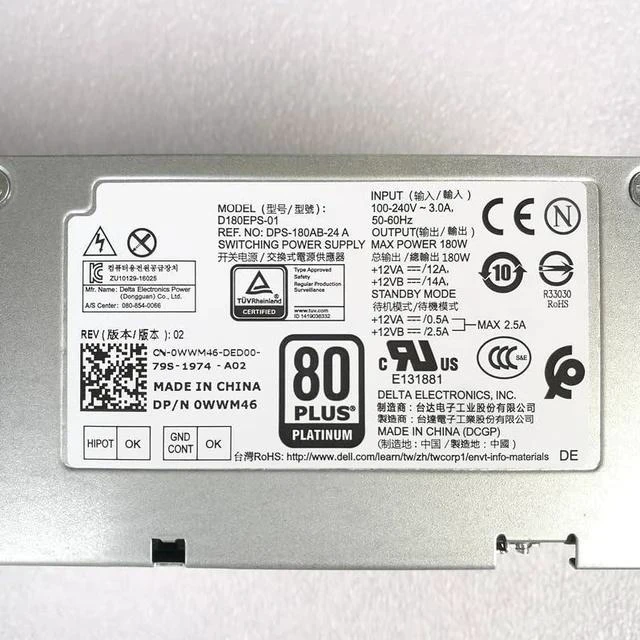 Main image of L180ES-01 L180AS-00 D180EPS-01 H180AS-02 HU180ES-01 PSU for De ll 3050 5050 7050 3668 3669 6Pin 180W Power Supply