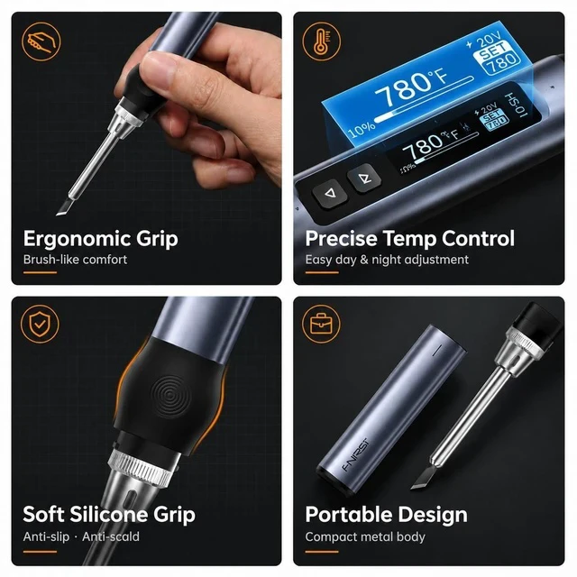 Alt view image 7 of 7 - HS01 Soldering Iron Kit DC/PD(96W/65W) 6S Fast Heating