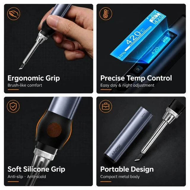 Alt view image 7 of 7 - HS01 Soldering Iron Kit DC/PD(96W/65W) 6S Fast Heating