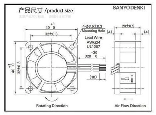 Alt view image 3 of 3 - cooling fan A90L-0001-0551 # A 109P0424H6D23 fan 40mm 4cm DC24V 0.07A 40 * 40 * 20mm server axial fans drive 30pcs\/lot