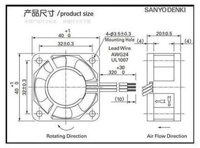 Alt view image 3 of 3 - cooling fan A90L-0001-0551 # A 109P0424H6D23 fan 40mm 4cm DC24V 0.07A 40 * 40 * 20mm server axial fans drive 30pcs\/lot