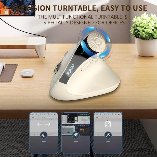 Alt view image 3 of 7 - Ergonomic Vertical Mouse, 2.4G + Bluetooth Dual-Mode Wireless, Rechargeable, 4-Level DPI, Silent Clicks for Office/Business - beige