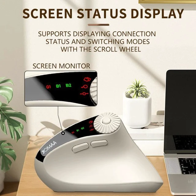 Alt view image 4 of 7 - Ergonomic Vertical Mouse, 2.4G + Bluetooth Dual-Mode Wireless, Rechargeable, 4-Level DPI, Silent Clicks for Office/Business - beige