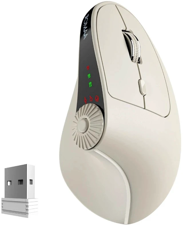 Alt view image 7 of 7 - Ergonomic Vertical Mouse, 2.4G + Bluetooth Dual-Mode Wireless, Rechargeable, 4-Level DPI, Silent Clicks for Office/Business - beige