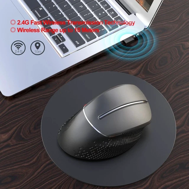 Alt view image 5 of 7 - Ergonomic Vertical 2.4GHz Wireless Mouse Reduce Wrist Strain with Natural Handshake Grip, Adjustable DPI for Precision Control