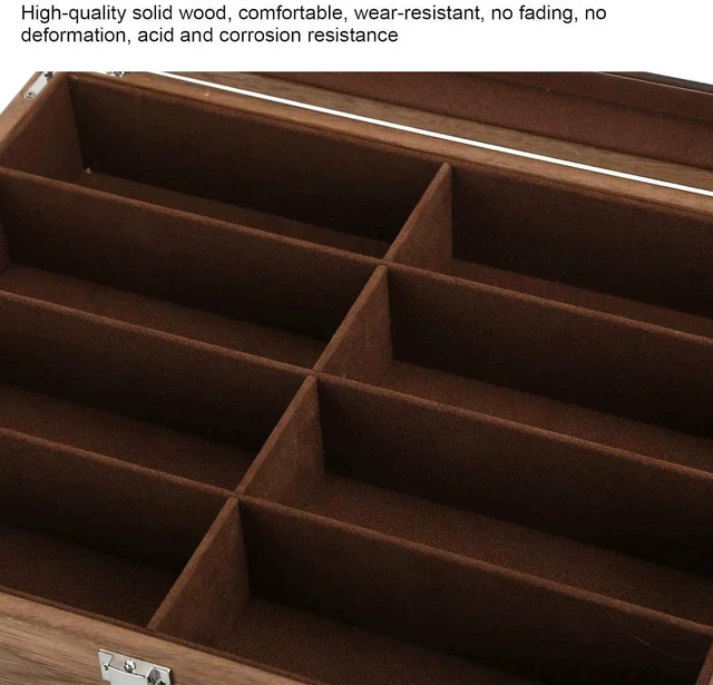 Alt view image 5 of 6 - Sunglasses Display Case With Glass Lid | 8 Grid Solid Wood Organizer For Eyewear Jewelry Storage And Travel