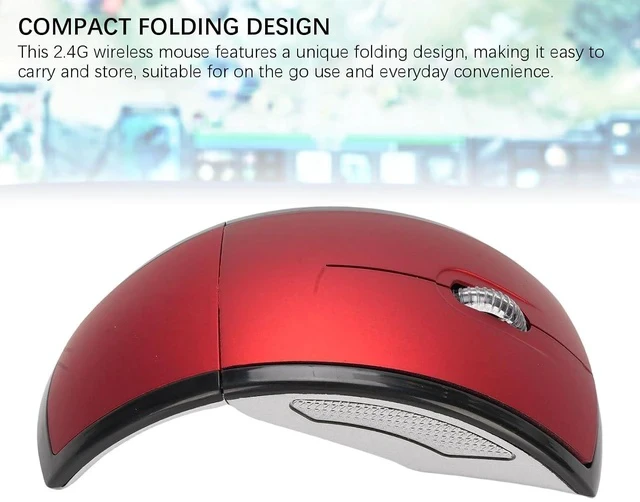 Alt view image 2 of 7 - Folding Wireless Mouse, Slim Foldable Touch Travel Mouse with 2.4 Receiver, Ergonomic Computer Mouses Magnetic Power Off Switch for Laptop PCComputer (Red)