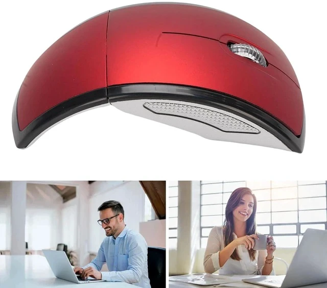 Alt view image 6 of 7 - Folding Wireless Mouse, Slim Foldable Touch Travel Mouse with 2.4 Receiver, Ergonomic Computer Mouses Magnetic Power Off Switch for Laptop PCComputer (Red)
