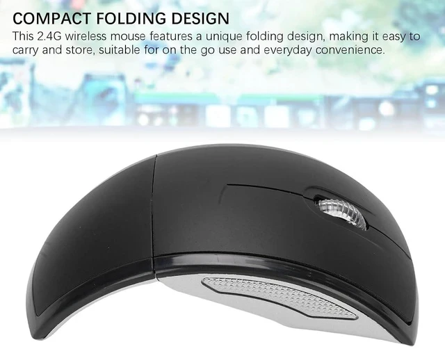 Alt view image 3 of 7 - Folding Wireless Mouse, Slim Foldable Touch Travel Mouse with 2.4 Receiver, Ergonomic Computer Mouses Magnetic Power Off Switch for Laptop PCComputer (Black)
