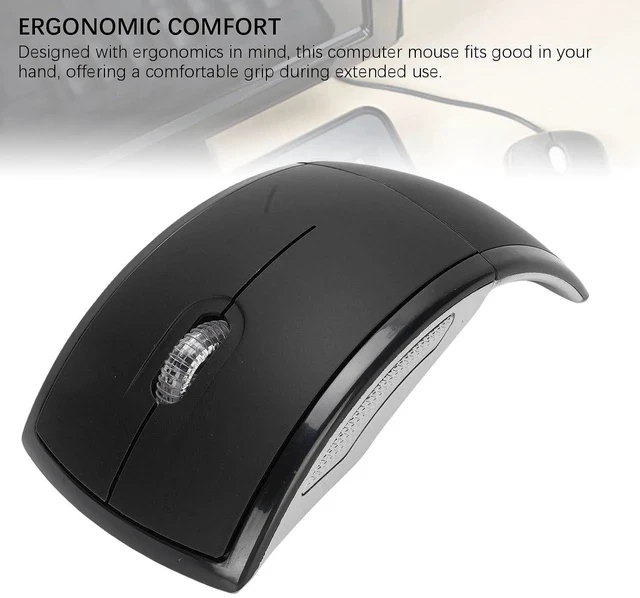 Alt view image 2 of 7 - Folding Wireless Mouse, Slim Foldable Touch Travel Mouse with 2.4 Receiver, Ergonomic Computer Mouses Magnetic Power Off Switch for Laptop PCComputer (Black)