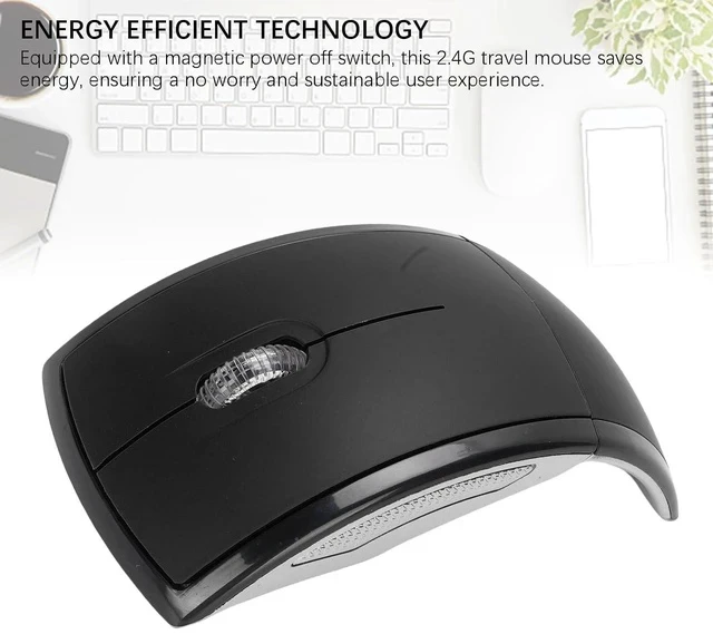 Alt view image 4 of 7 - Folding Wireless Mouse, Slim Foldable Touch Travel Mouse with 2.4 Receiver, Ergonomic Computer Mouses Magnetic Power Off Switch for Laptop PCComputer (Black)