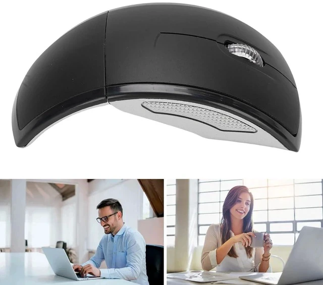 Alt view image 6 of 7 - Folding Wireless Mouse, Slim Foldable Touch Travel Mouse with 2.4 Receiver, Ergonomic Computer Mouses Magnetic Power Off Switch for Laptop PCComputer (Black)