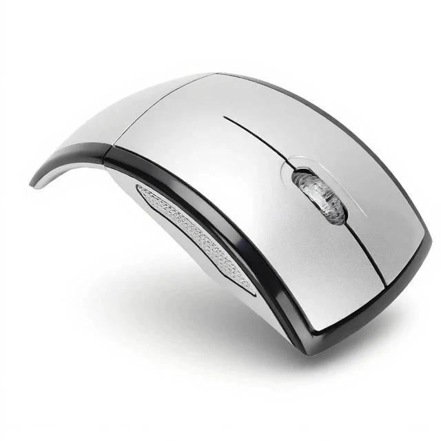 Main image of Folding Wireless Mouse, Slim Foldable Touch Travel Mouse with 2.4 Receiver, Ergonomic Computer Mouses Magnetic Power Off Switch for Laptop PCComputer (Silver)