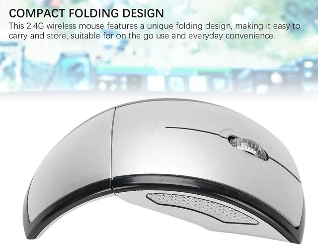 Alt view image 2 of 7 - Folding Wireless Mouse, Slim Foldable Touch Travel Mouse with 2.4 Receiver, Ergonomic Computer Mouses Magnetic Power Off Switch for Laptop PCComputer (Silver)