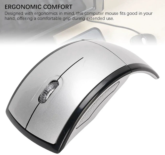 Alt view image 5 of 7 - Folding Wireless Mouse, Slim Foldable Touch Travel Mouse with 2.4 Receiver, Ergonomic Computer Mouses Magnetic Power Off Switch for Laptop PCComputer (Silver)