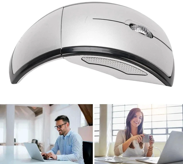 Alt view image 6 of 7 - Folding Wireless Mouse, Slim Foldable Touch Travel Mouse with 2.4 Receiver, Ergonomic Computer Mouses Magnetic Power Off Switch for Laptop PCComputer (Silver)