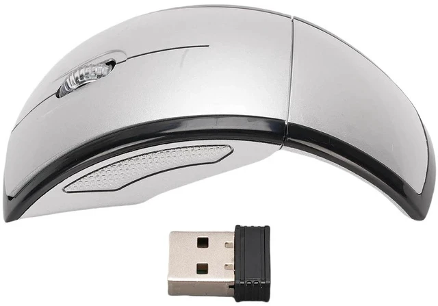 Alt view image 7 of 7 - Folding Wireless Mouse, Slim Foldable Touch Travel Mouse with 2.4 Receiver, Ergonomic Computer Mouses Magnetic Power Off Switch for Laptop PCComputer (Silver)
