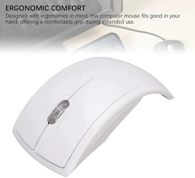 Alt view image 2 of 7 - Folding Wireless Mouse, Slim Foldable Touch Travel Mouse with 2.4 Receiver, Ergonomic Computer Mouses Magnetic Power Off Switch for Laptop PCComputer (White)