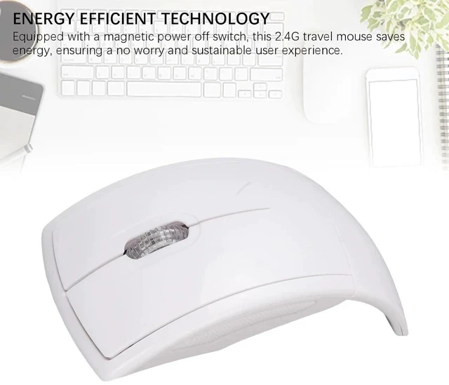 Alt view image 4 of 7 - Folding Wireless Mouse, Slim Foldable Touch Travel Mouse with 2.4 Receiver, Ergonomic Computer Mouses Magnetic Power Off Switch for Laptop PCComputer (White)