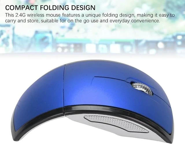 Alt view image 3 of 7 - Folding Wireless Mouse, Slim Foldable Touch Travel Mouse with 2.4 Receiver, Ergonomic Computer Mouses Magnetic Power Off Switch for Laptop PCComputer (Blue)